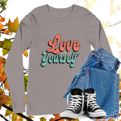 Love Yourself - Retro Long Sleeve Tee, Bella + Canvas