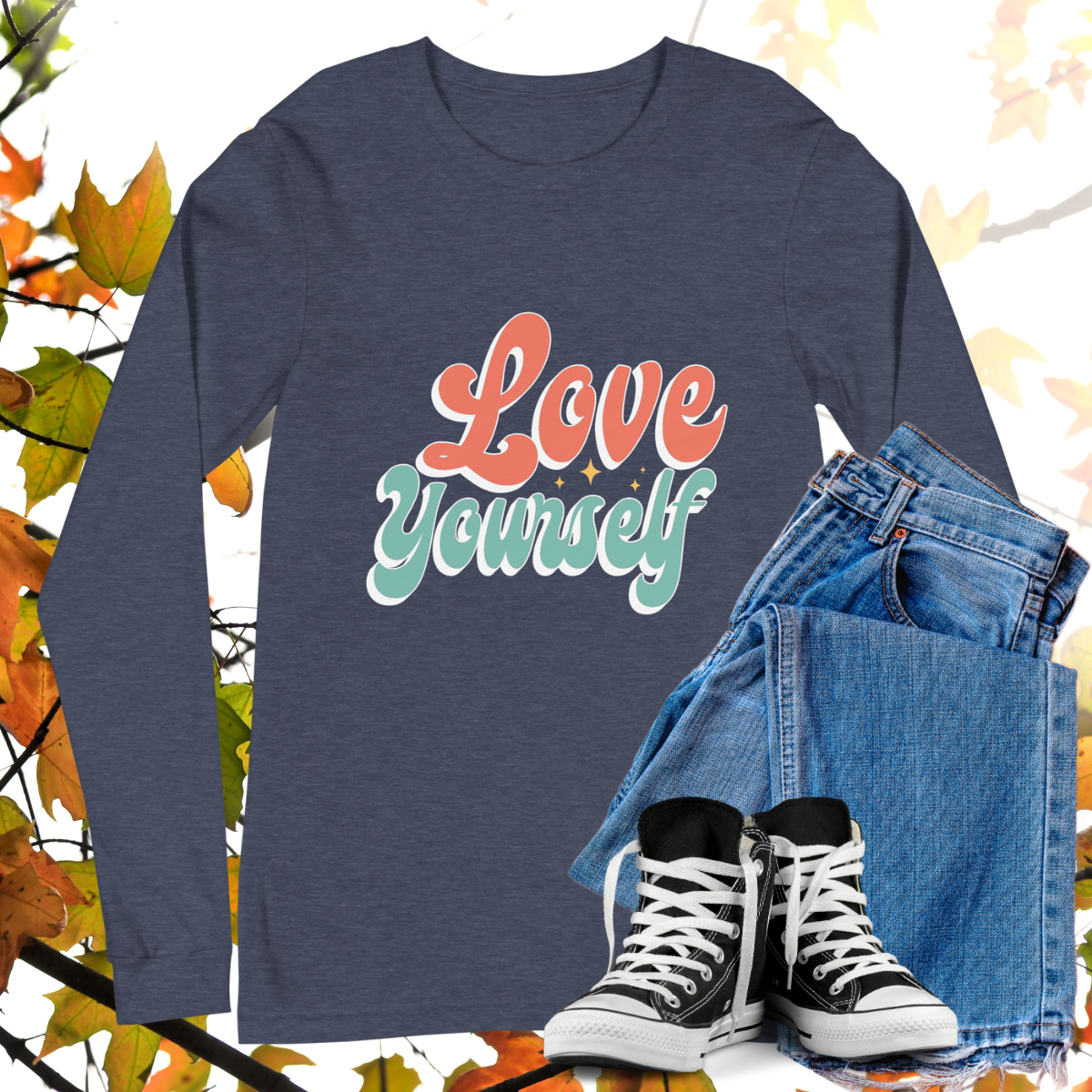 Love Yourself - Retro Long Sleeve Tee, Bella + Canvas