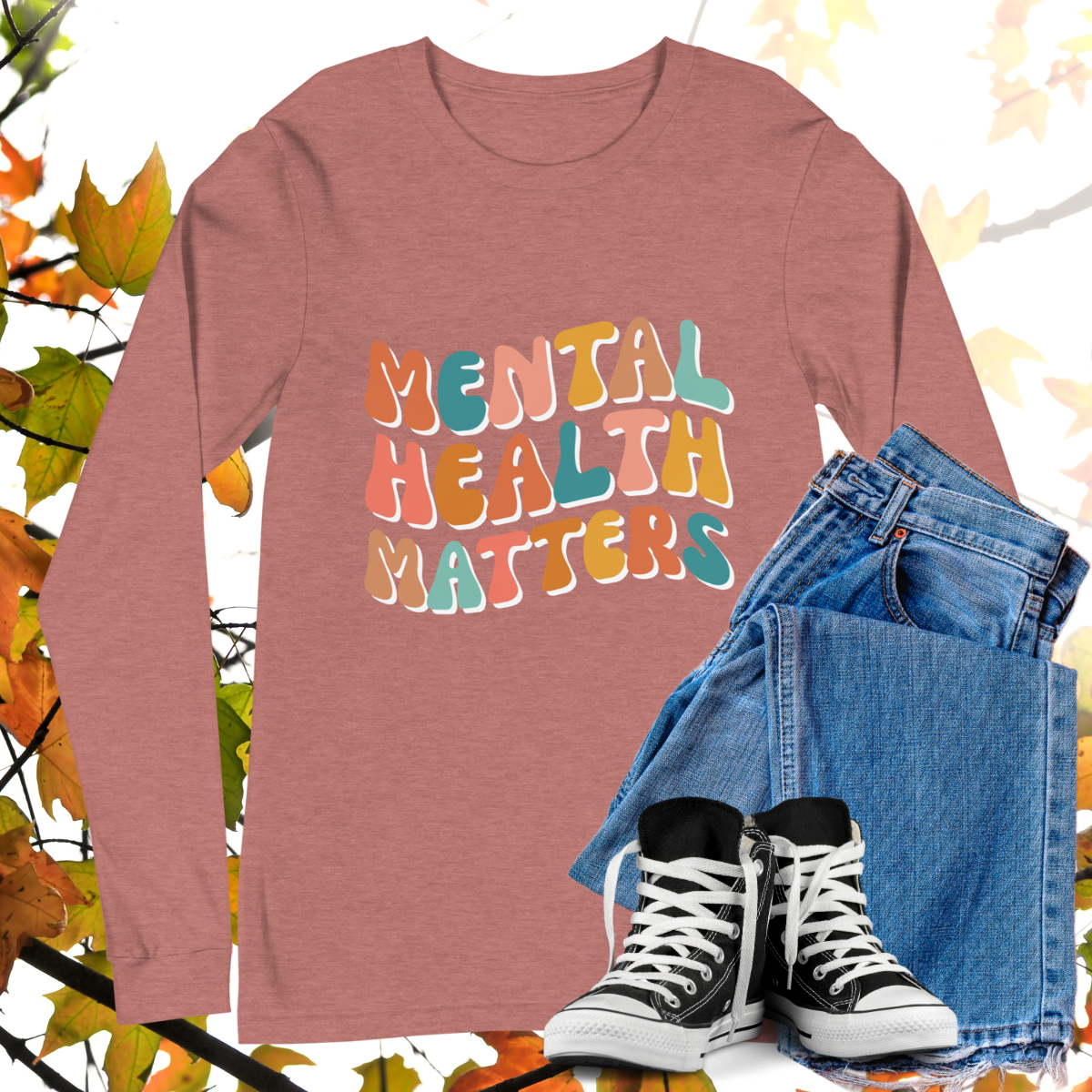 Mental Health Matters - Retro Long Sleeve Tee, Bella + Canvas