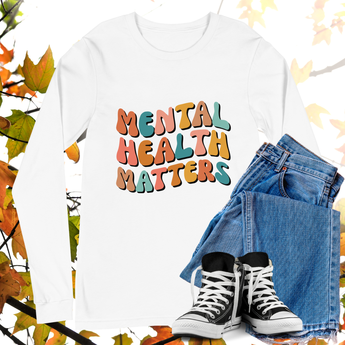 Mental Health Matters - Retro Long Sleeve Tee, Bella + Canvas