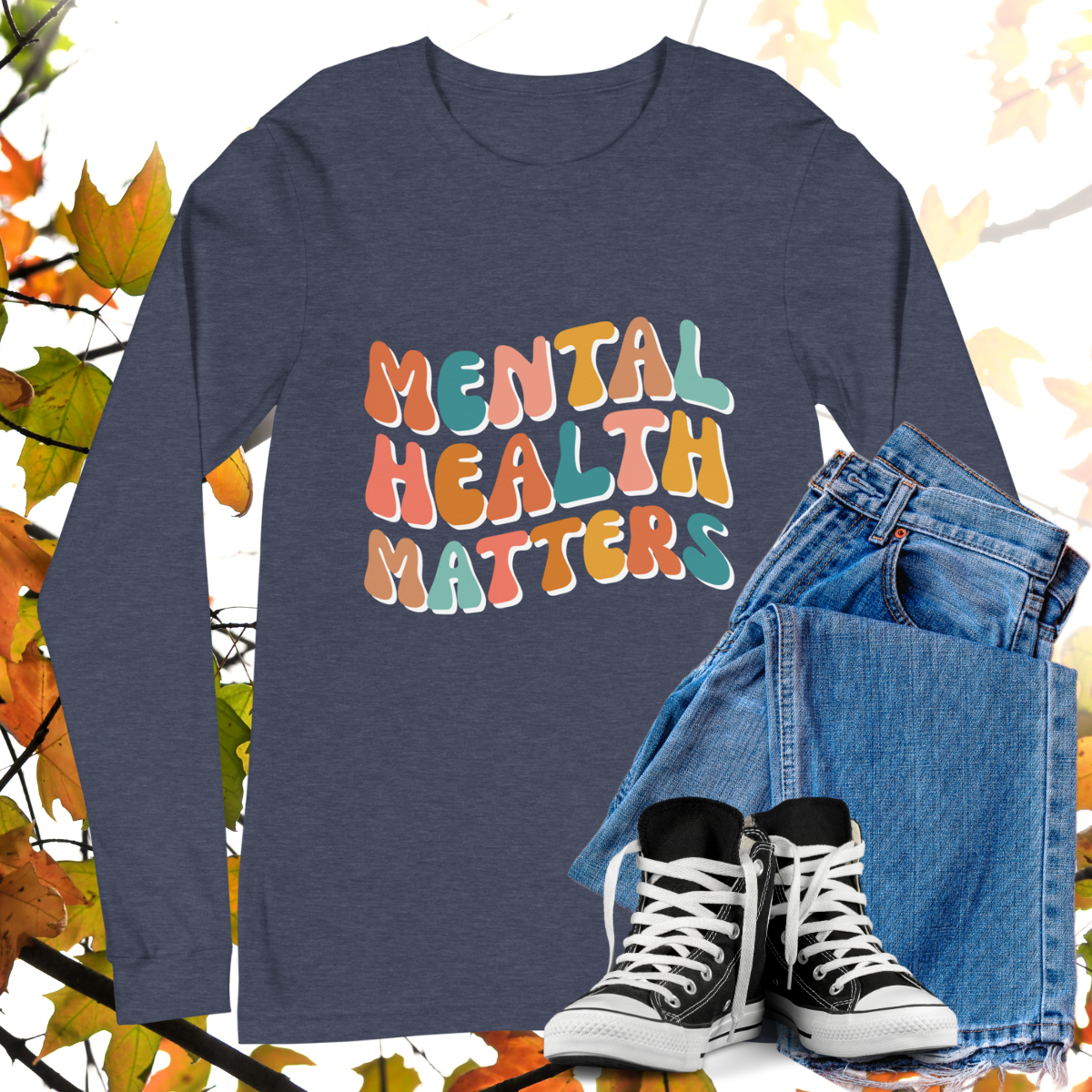 Mental Health Matters - Retro Long Sleeve Tee, Bella + Canvas