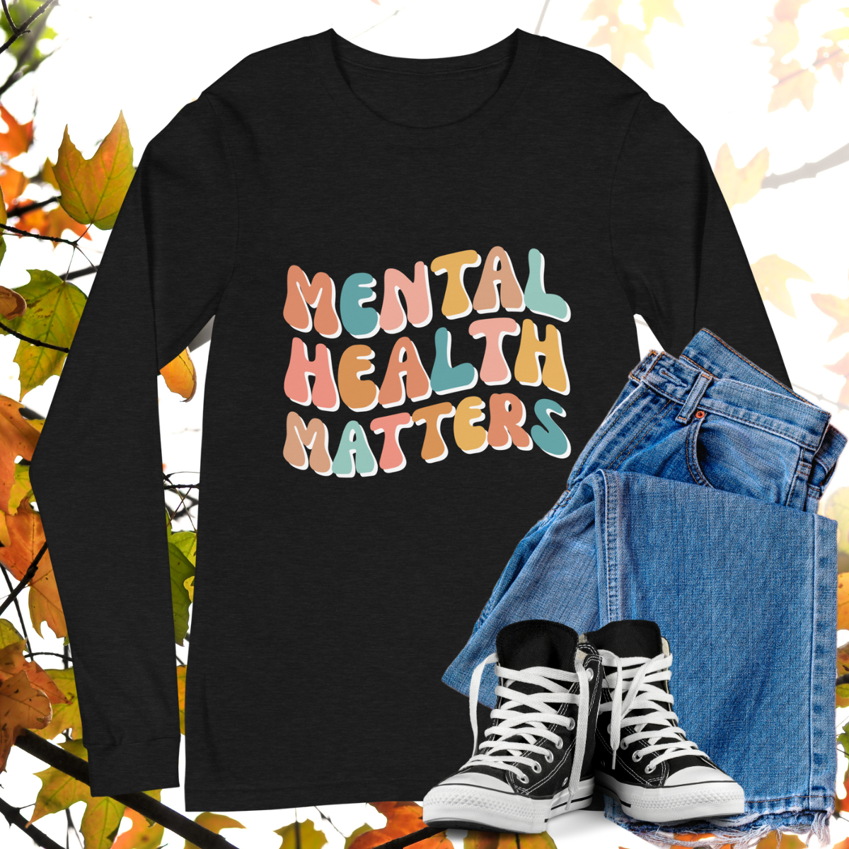 Mental Health Matters - Retro Long Sleeve Tee, Bella + Canvas