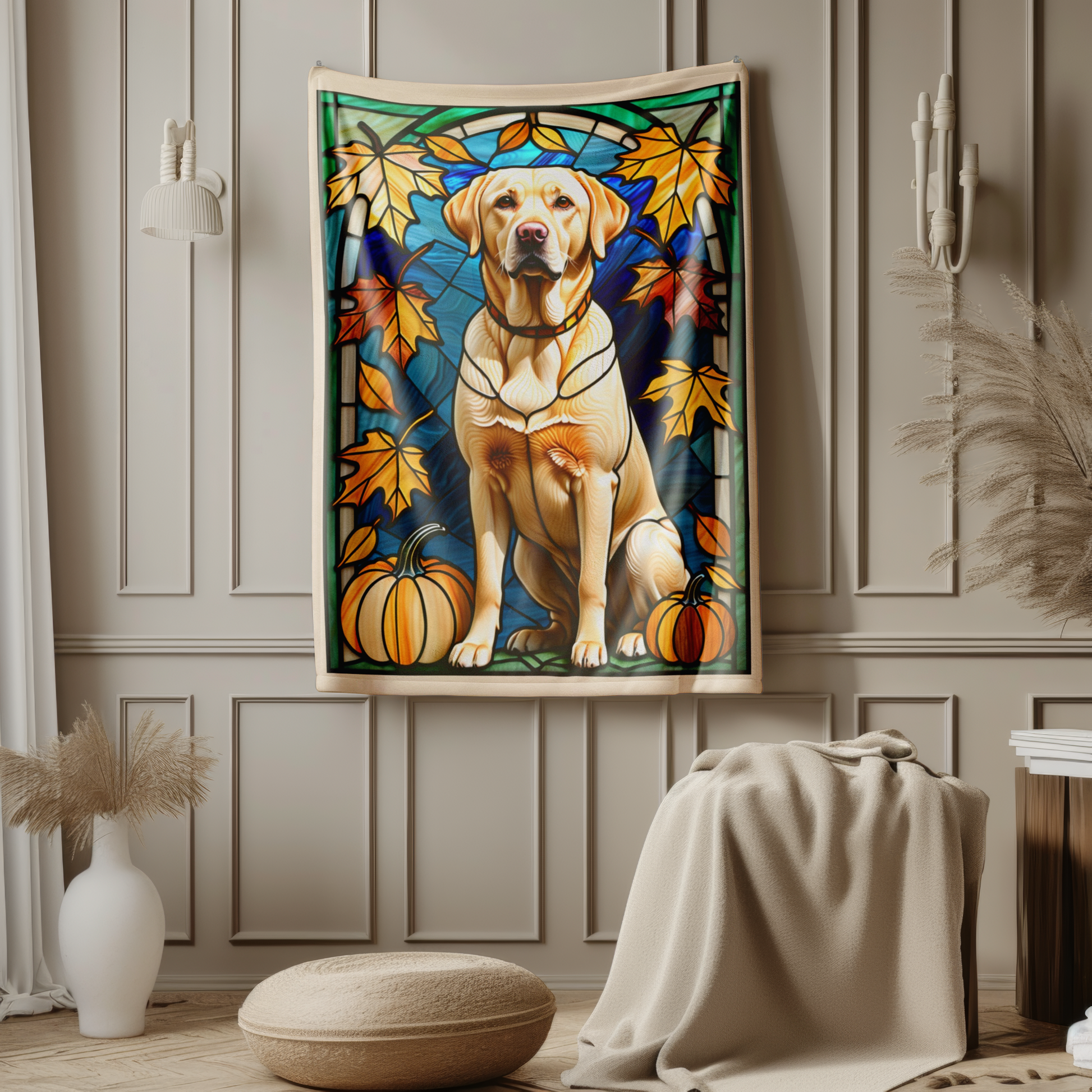 Yellow Labrador Dog Velveteen Plush Blanket - Pet Lover Gift, Yellow Labrador Pet Blanket, Dog Lover Gift