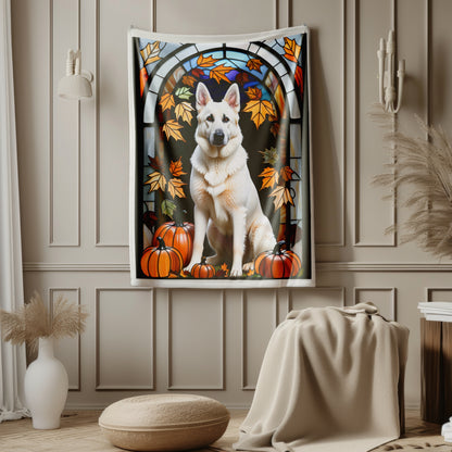 White German Shepherd Dog Velveteen Plush Blanket - Pet Lover Gift, White German Shepherd Pet Blanket, Dog Lover Gift