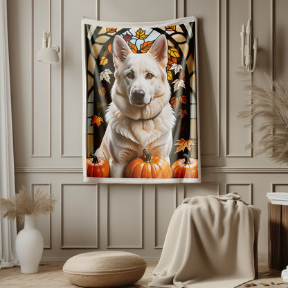 White German Shepherd Dog Velveteen Plush Blanket - Pet Lover Gift, White German Shepherd Pet Blanket, Dog Lover Gift