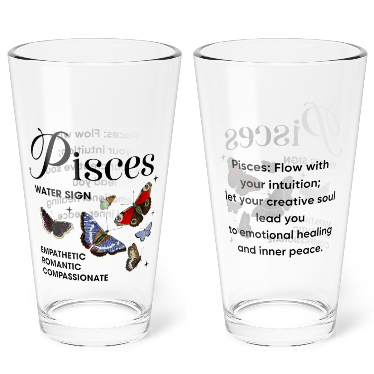 Pisces Zodiac Pint Glass 16oz, Astrology Drinkware, Horoscope Gift, Zodiac Glass, Birthday Gift, Cosmic Glassware, Astrology Themed Drinkware