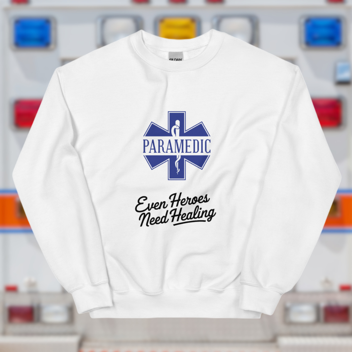 Paramedic / EMT, Even Heros Need Healing - Crew Neck Sweatshirt, Gildan