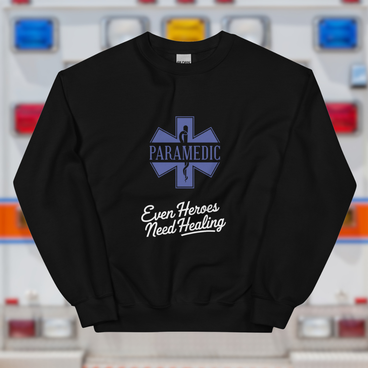 Paramedic / EMT, Even Heros Need Healing - Crew Neck Sweatshirt, Gildan