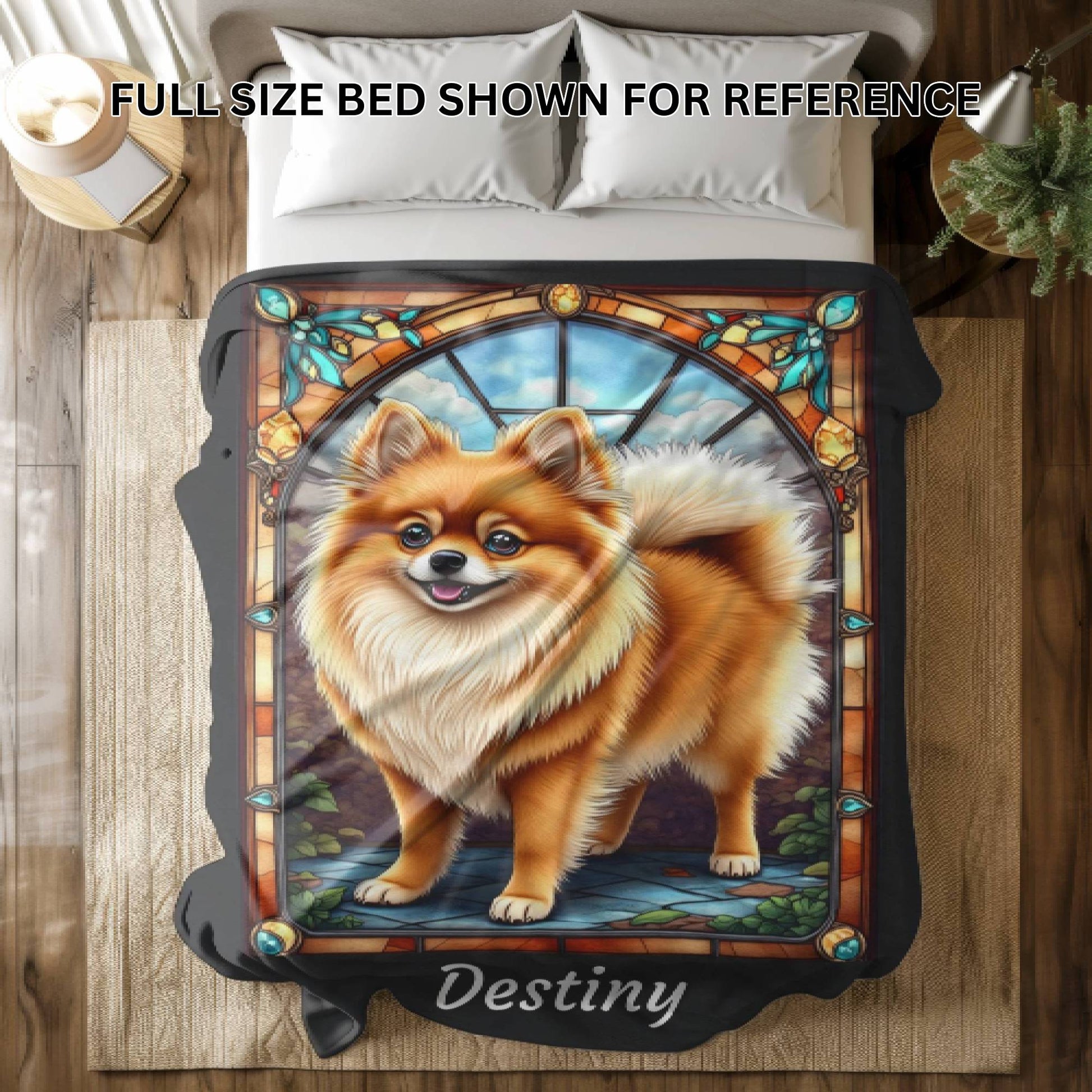 Pomeranian (Orange Sable) Personalized Velveteen Plush Blanket, Pet Lover Gift, Pomeranian Pet Blanket, Dog Lover Gift, Custom Pomeranian