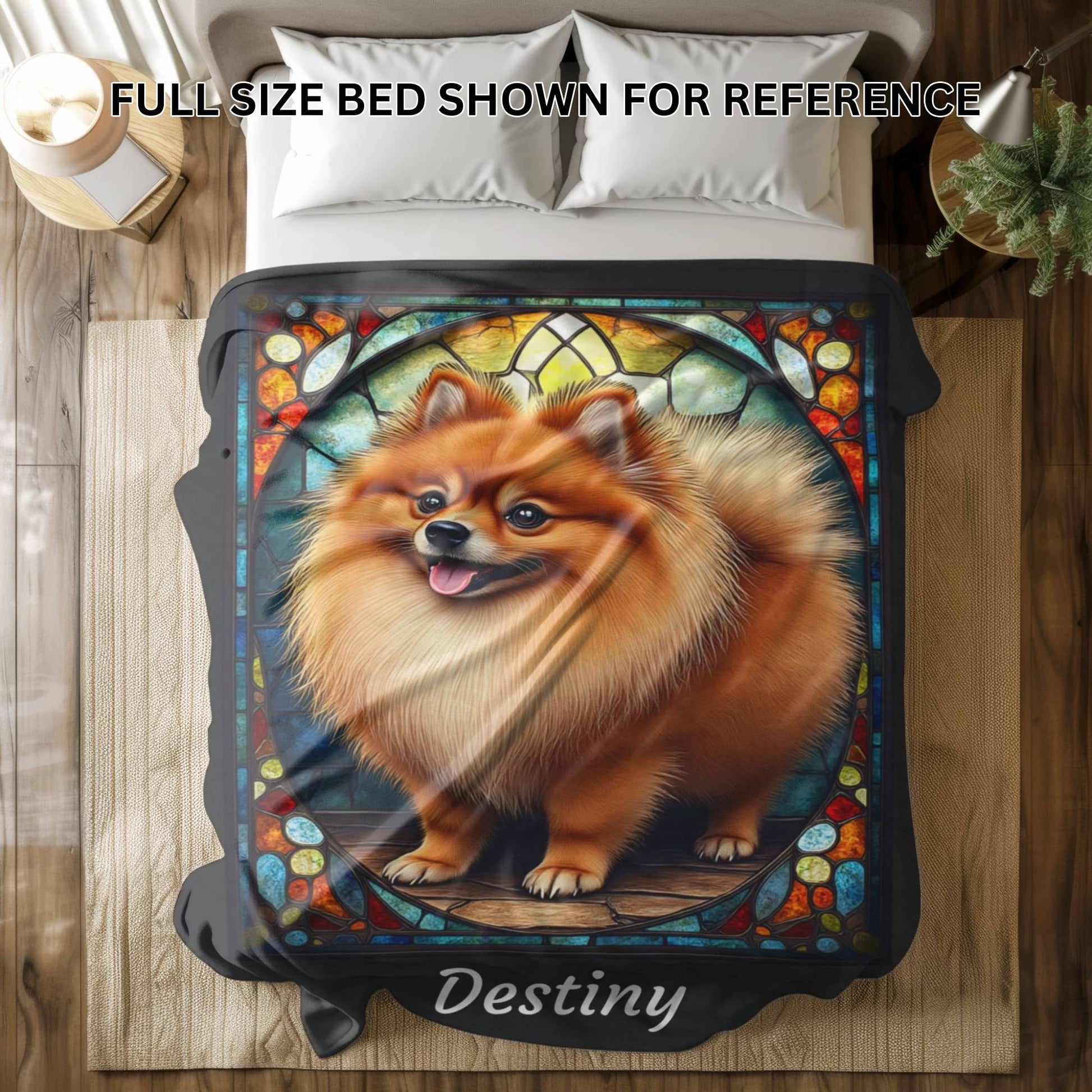 Pomeranian (Red Sable) Personalized Velveteen Plush Blanket, Pet Lover Gift, Pomeranian Pet Blanket, Dog Lover Gift, Custom Pomeranian Throw