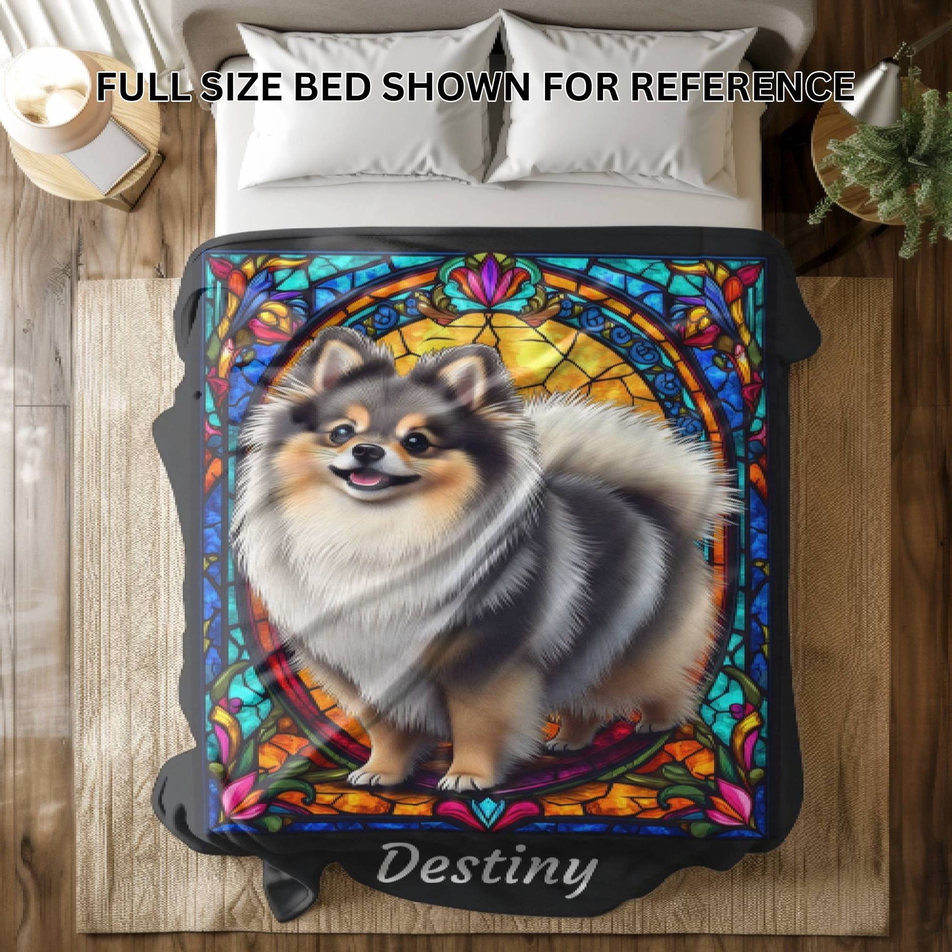 Pomeranian (Wolf Sable) Personalized Velveteen Plush Blanket, Pet Lover Gift, Pomeranian Pet Blanket, Dog Lover Gift, Custom Pomeranian