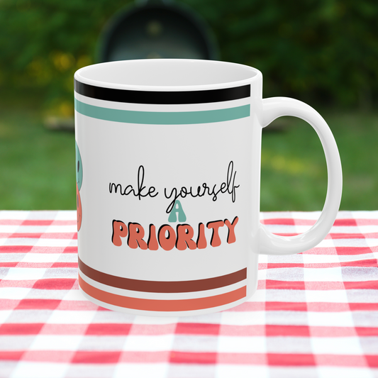 Make Yourself A Priority Retro Ceramic Mug, (11oz, 15oz)