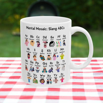 Mental Mosaic: Slang ABCs Ceramic Mug, (11oz, 15oz)