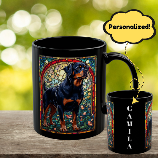 Rottweiler (Black & Mahogany) Personalized Mug, Pet Lover Mug, Dog Coffee Mug, Custom Name Mug, Dog Lover Gift, Dog-Themed Mug, Rottie Mug