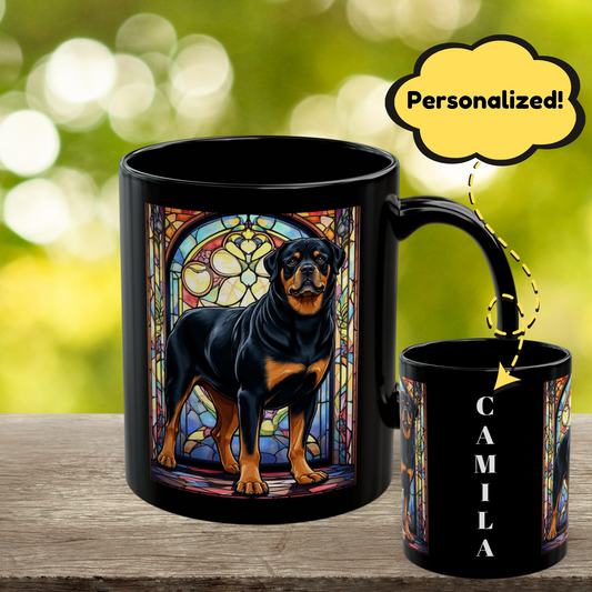 Rottweiler (Black & Tan) Personalized Mug, Pet Lover Mug, Dog Coffee Mug, Custom Name Mug, Dog Lover Gift, Dog-Themed Mug, Rottie Mug