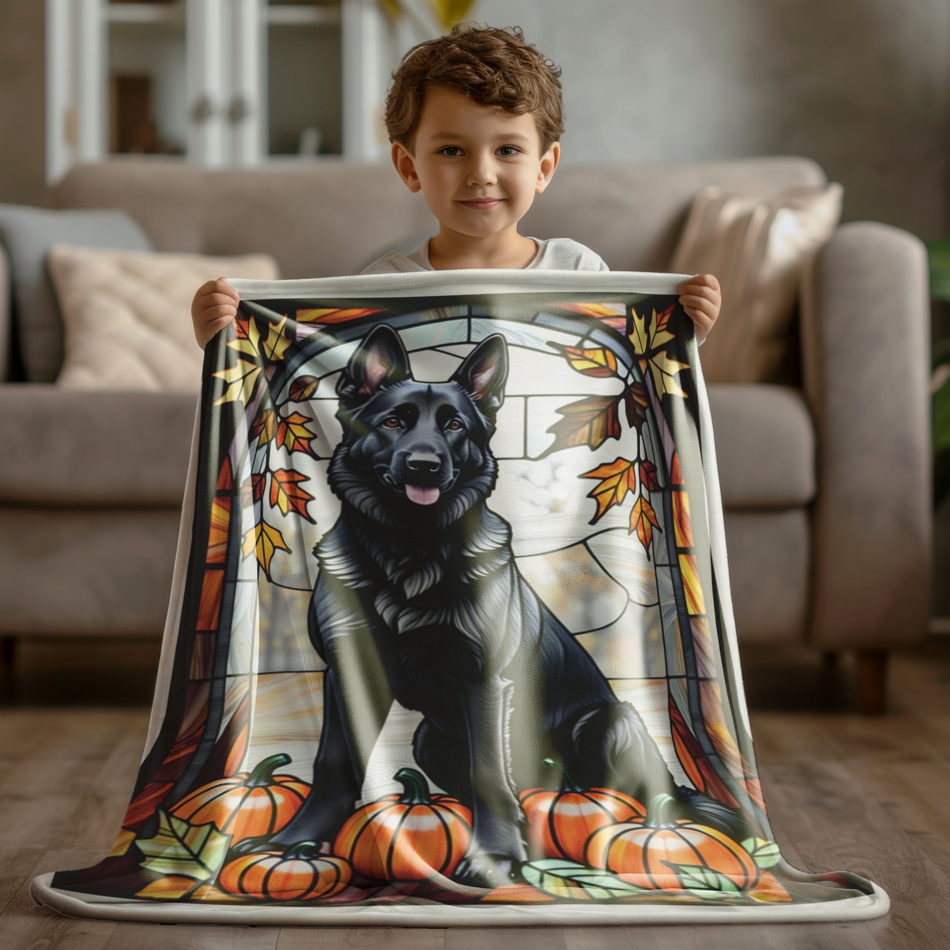 Black German Shepherd Dog Velveteen Plush Blanket - Pet Lover Gift, Black German Shepherd Pet Blanket, Dog Lover Gift