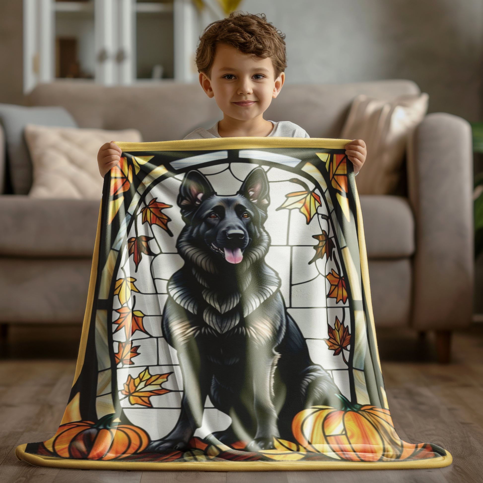 Black German Shepherd Dog Velveteen Plush Blanket - Pet Lover Gift, Black German Shepherd Pet Blanket, Dog Lover Gift