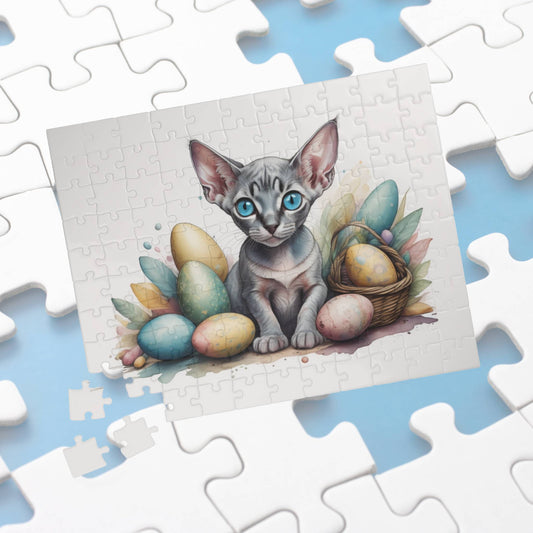 Sphynx Easter Kitten Puzzle - Cat Lovers, Mental Health Benefits, Holiday Fun, Mindfulness, Stress Relief, Festive Gift