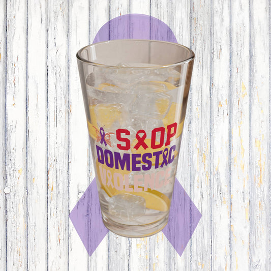 Stop Domestic Violence 16oz Pint Glass - Stop Abuse, Support Survivors, Break the Silence