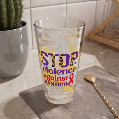 Stop Violence Against Women 16oz Pint Glass - Stop Abuse, Support Survivors, Break the Silence