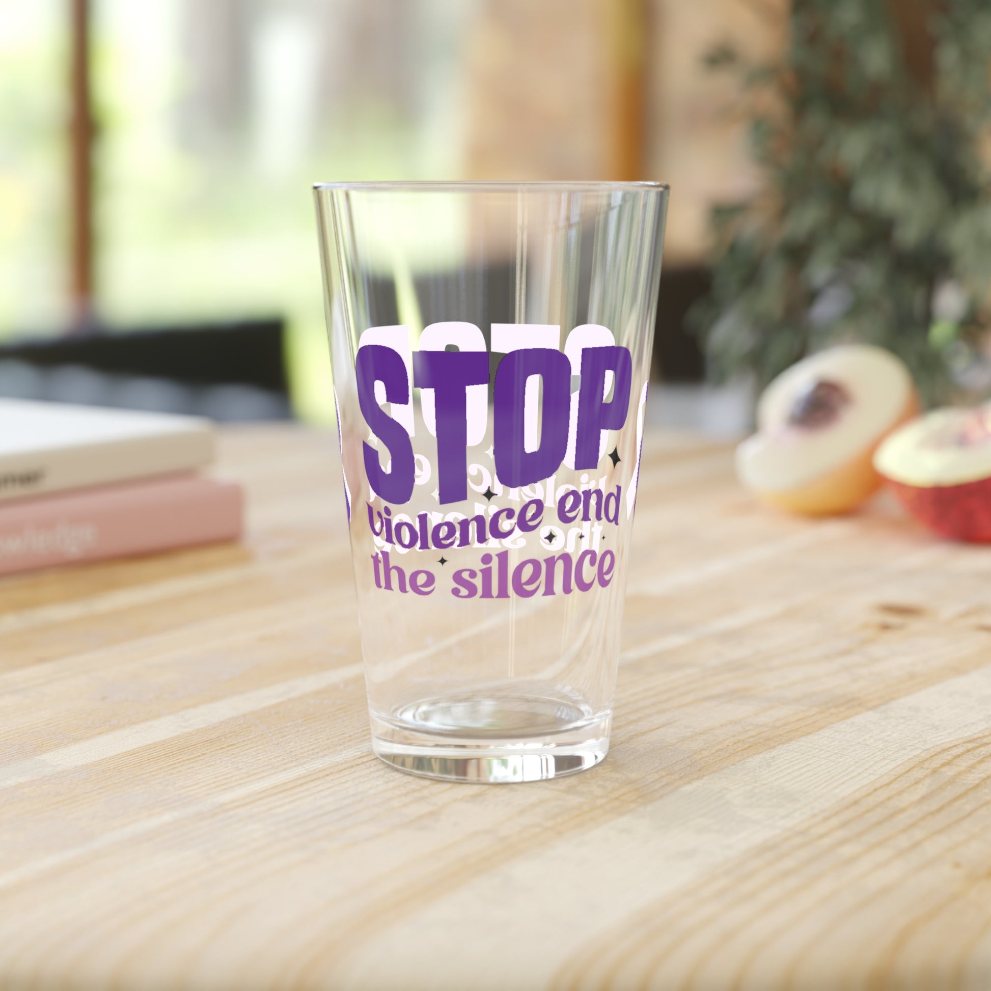 Stop Violence End The Silence 16oz Pint Glass - Stop Abuse, Support Survivors, Break the Silence