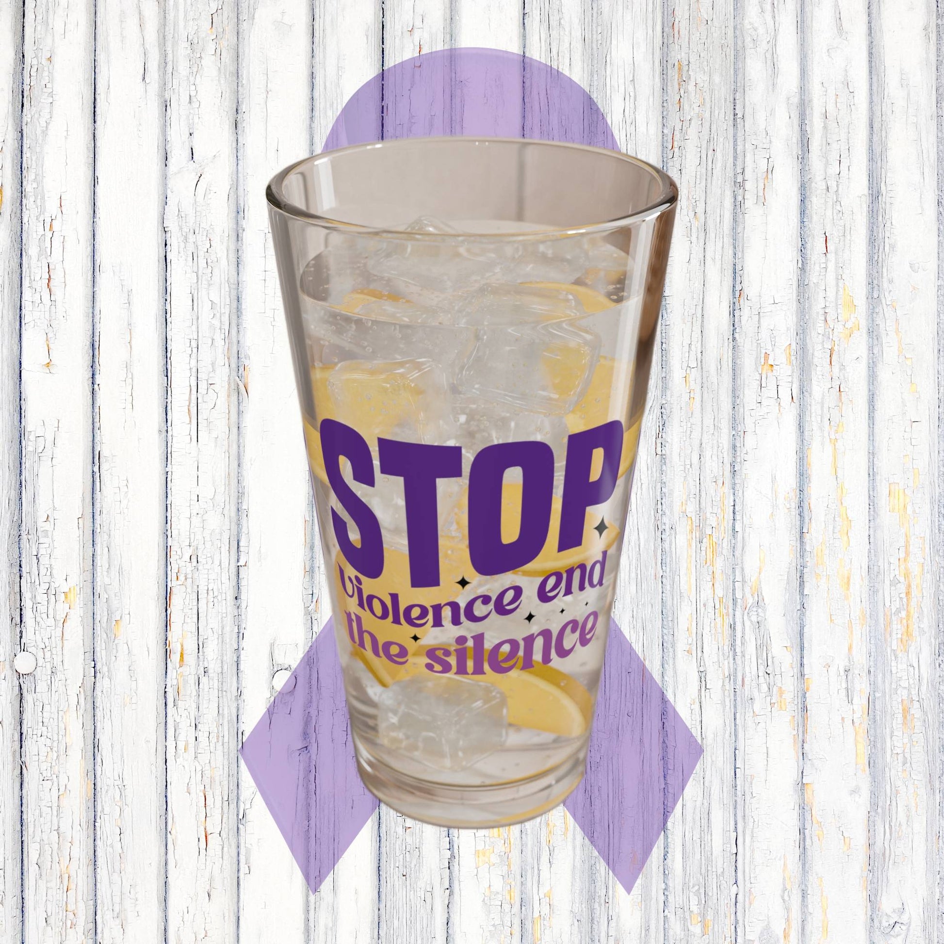 Stop Violence End The Silence 16oz Pint Glass - Stop Abuse, Support Survivors, Break the Silence