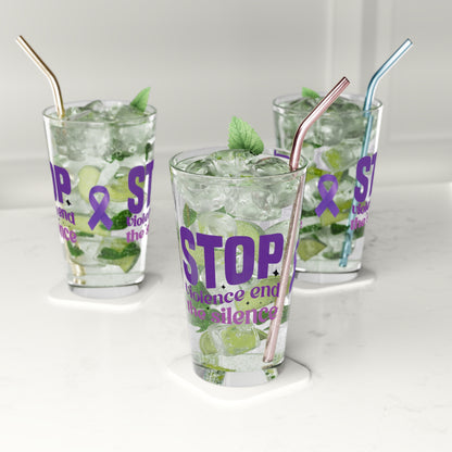 Stop Violence End The Silence 16oz Pint Glass - Stop Abuse, Support Survivors, Break the Silence