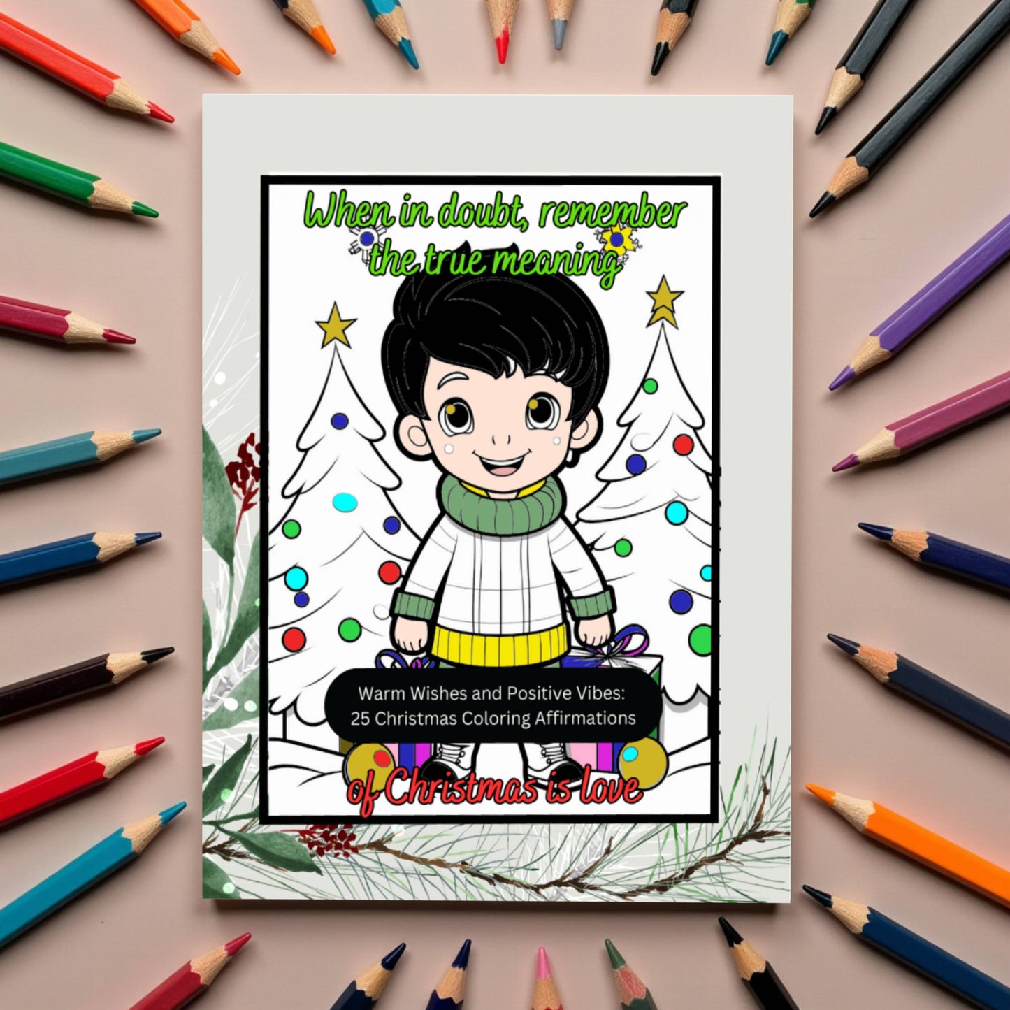 Warm Wishes and Positive Vibes:  Christmas Coloring Book with 25 Christmas-Themed Affirmations