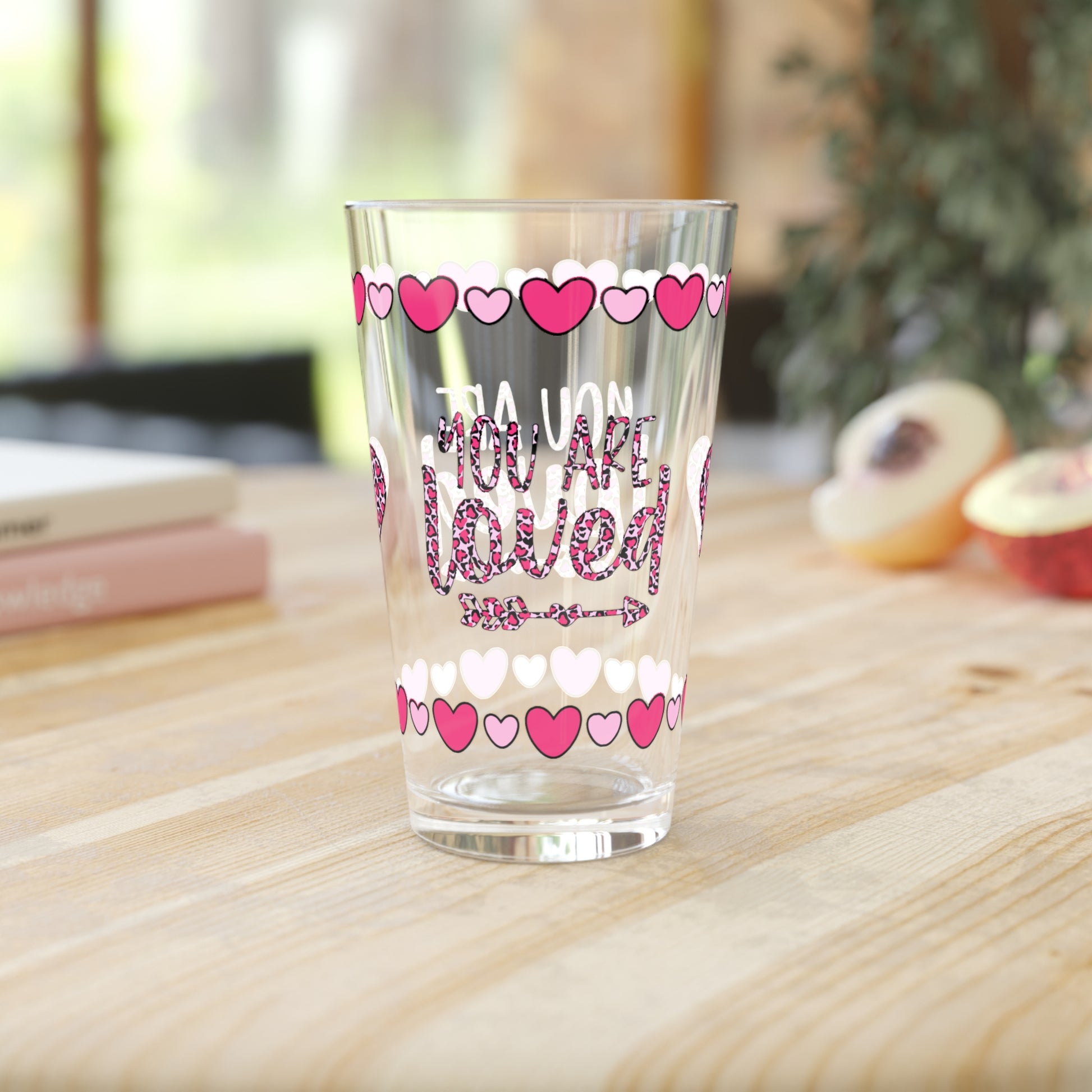 You Are Loved 16oz Pint Glass - Valentine's Day Self-Care Gift, Mindful Positivity Drinkware