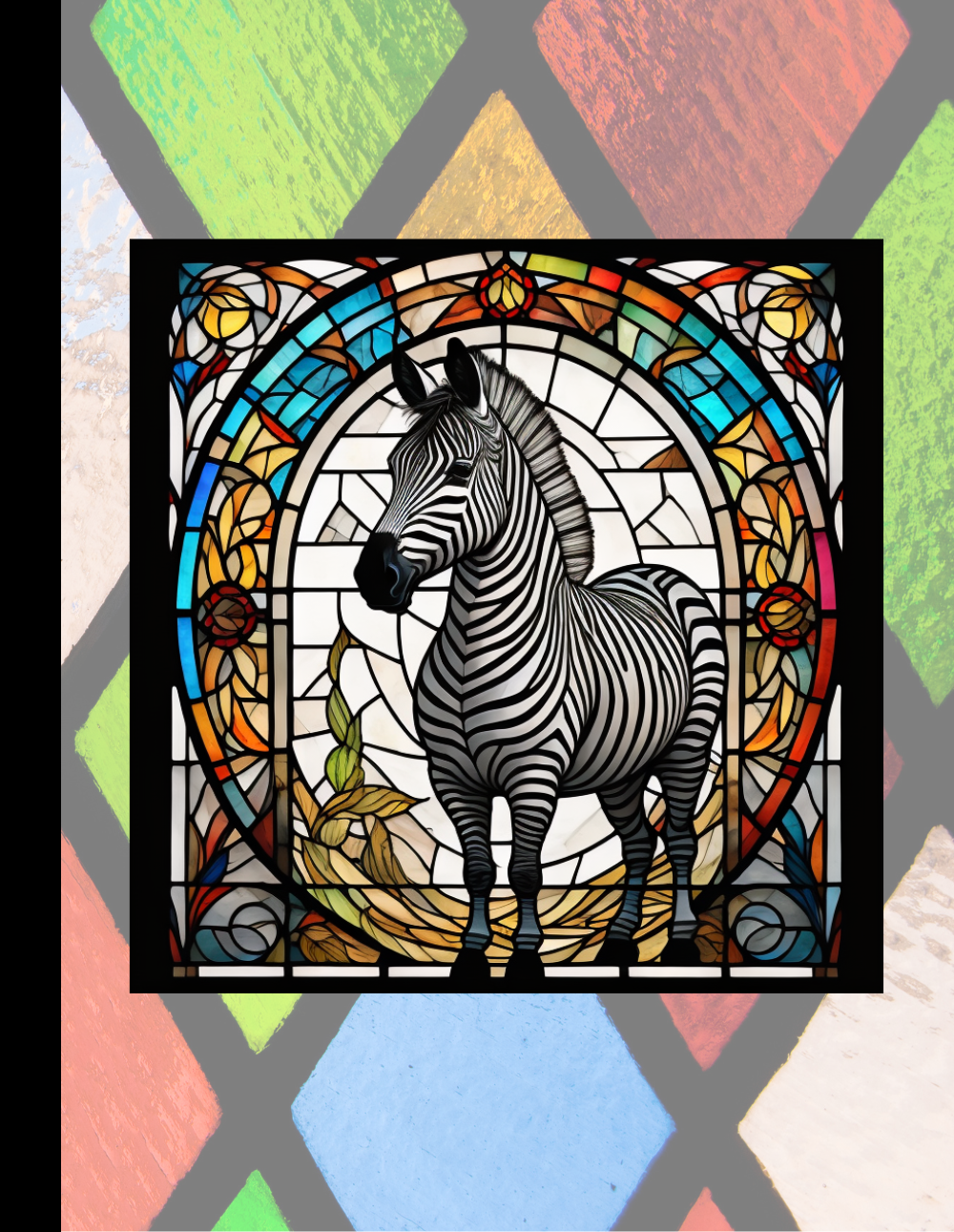 Zebra - Stained Glass Zoo Animals Composition Notebook