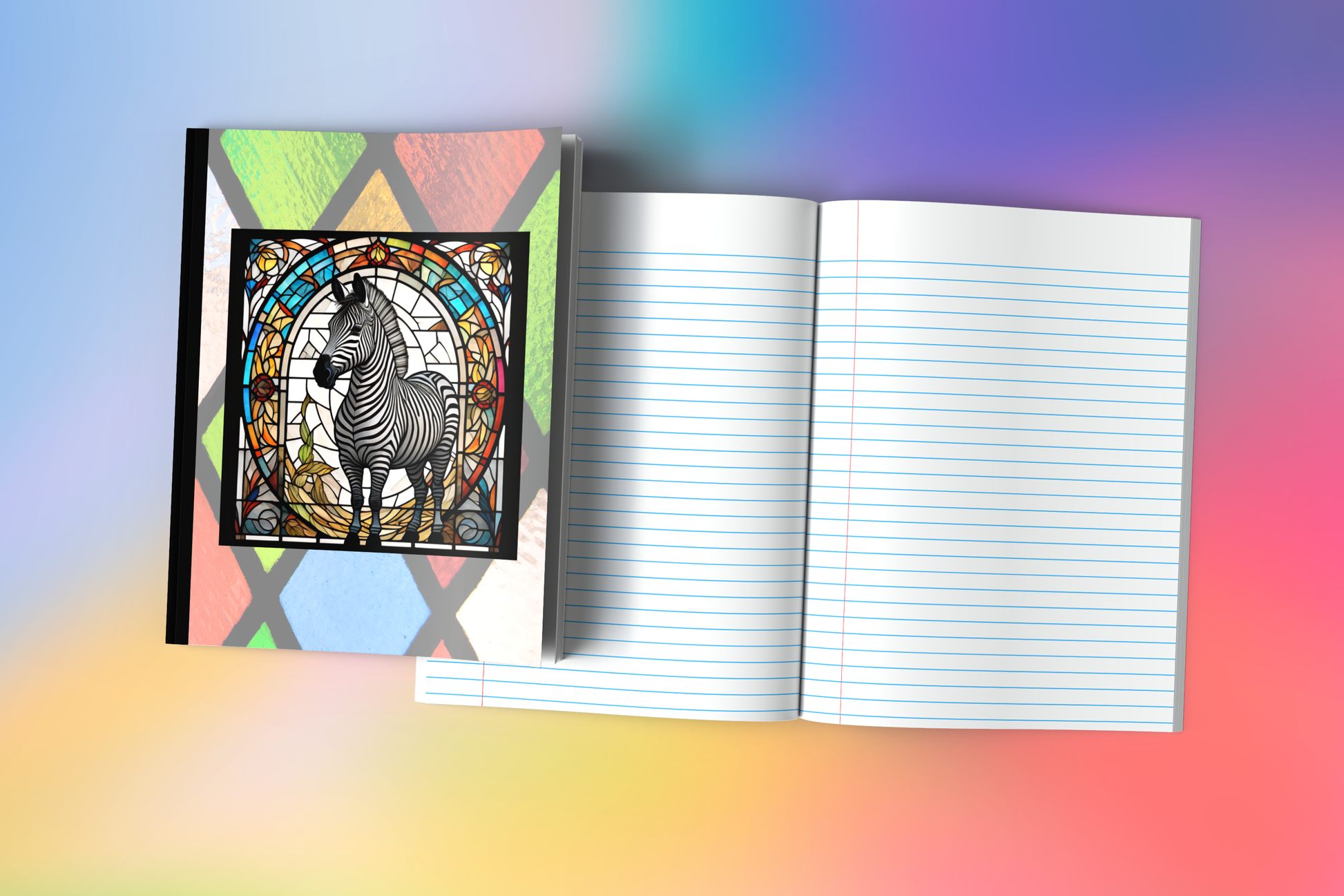 Zebra - Stained Glass Zoo Animals Composition Notebook