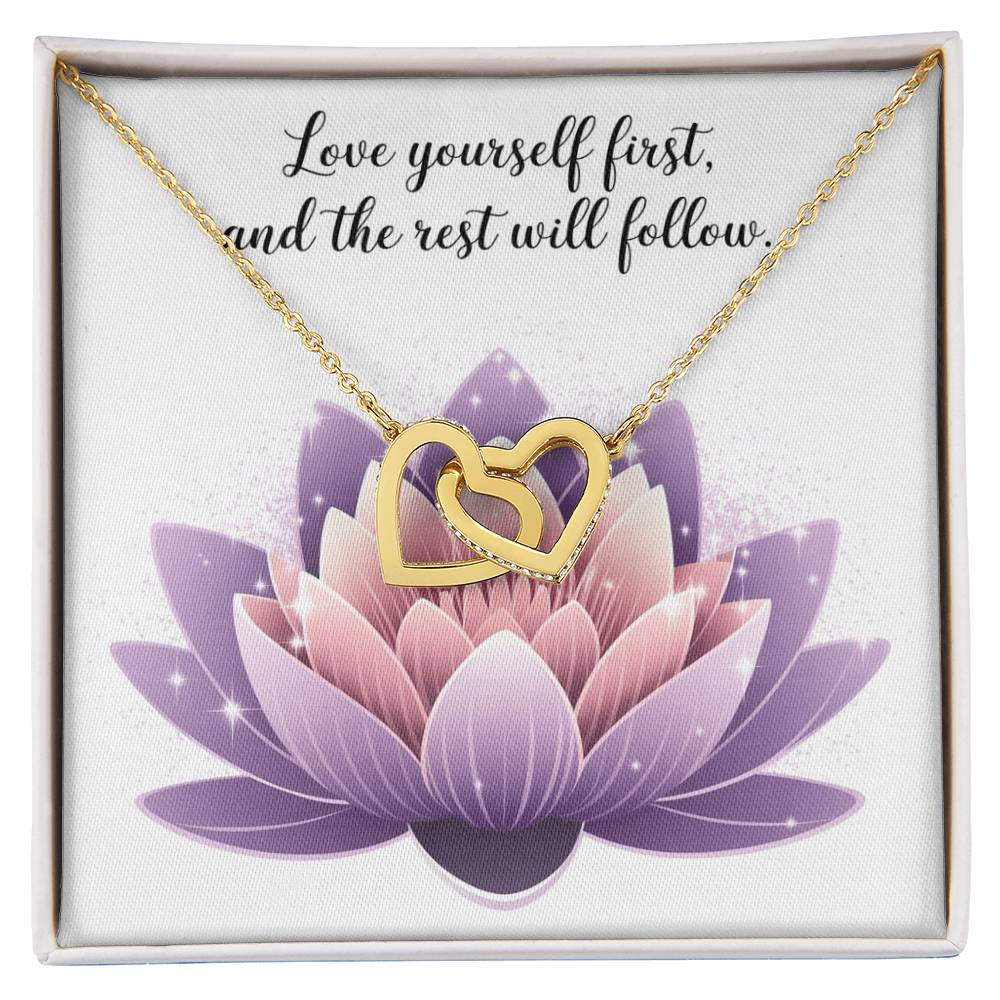 Love Yourself First, And The Rest Will Follow: Interlocking Hearts Necklace - Symbol of Love, Connection, and Self-Care