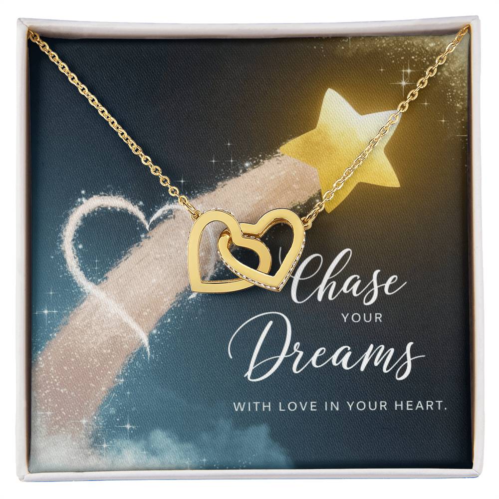 Chase Your Dreams With Love In Your Heart: Interlocking Hearts Necklace - Symbol of Love, Connection, and Self-Care