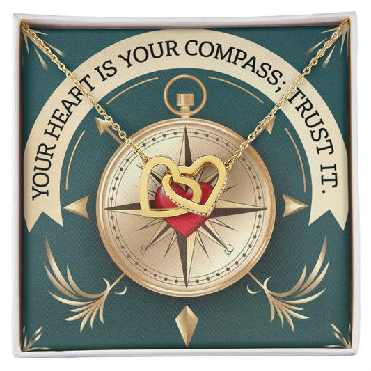 Your Heart Is Your Compass; Trust It: Interlocking Hearts Necklace - Symbol of Love, Connection, and Self-Care