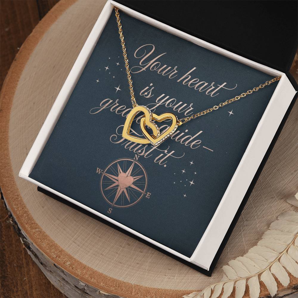 Your Heart Is Your Greatest Guide - Trust It: Interlocking Hearts Necklace - Symbol of Love, Connection, and Self-Care