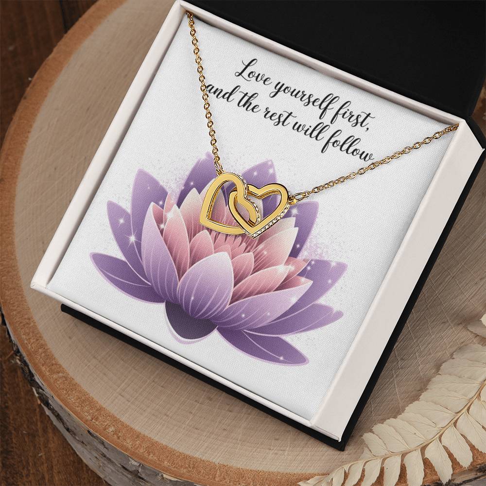 Love Yourself First, And The Rest Will Follow: Interlocking Hearts Necklace - Symbol of Love, Connection, and Self-Care