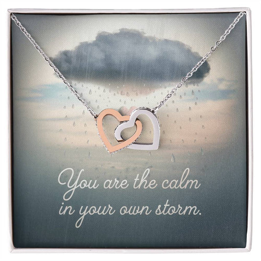 You Are The Calm In Your Own Storm: Interlocking Hearts Necklace - Symbol of Love, Connection, and Self-Care