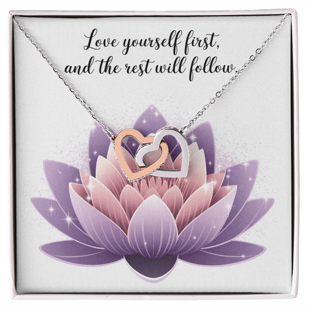 Love Yourself First, And The Rest Will Follow: Interlocking Hearts Necklace - Symbol of Love, Connection, and Self-Care