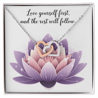 Love Yourself First, And The Rest Will Follow: Interlocking Hearts Necklace - Symbol of Love, Connection, and Self-Care