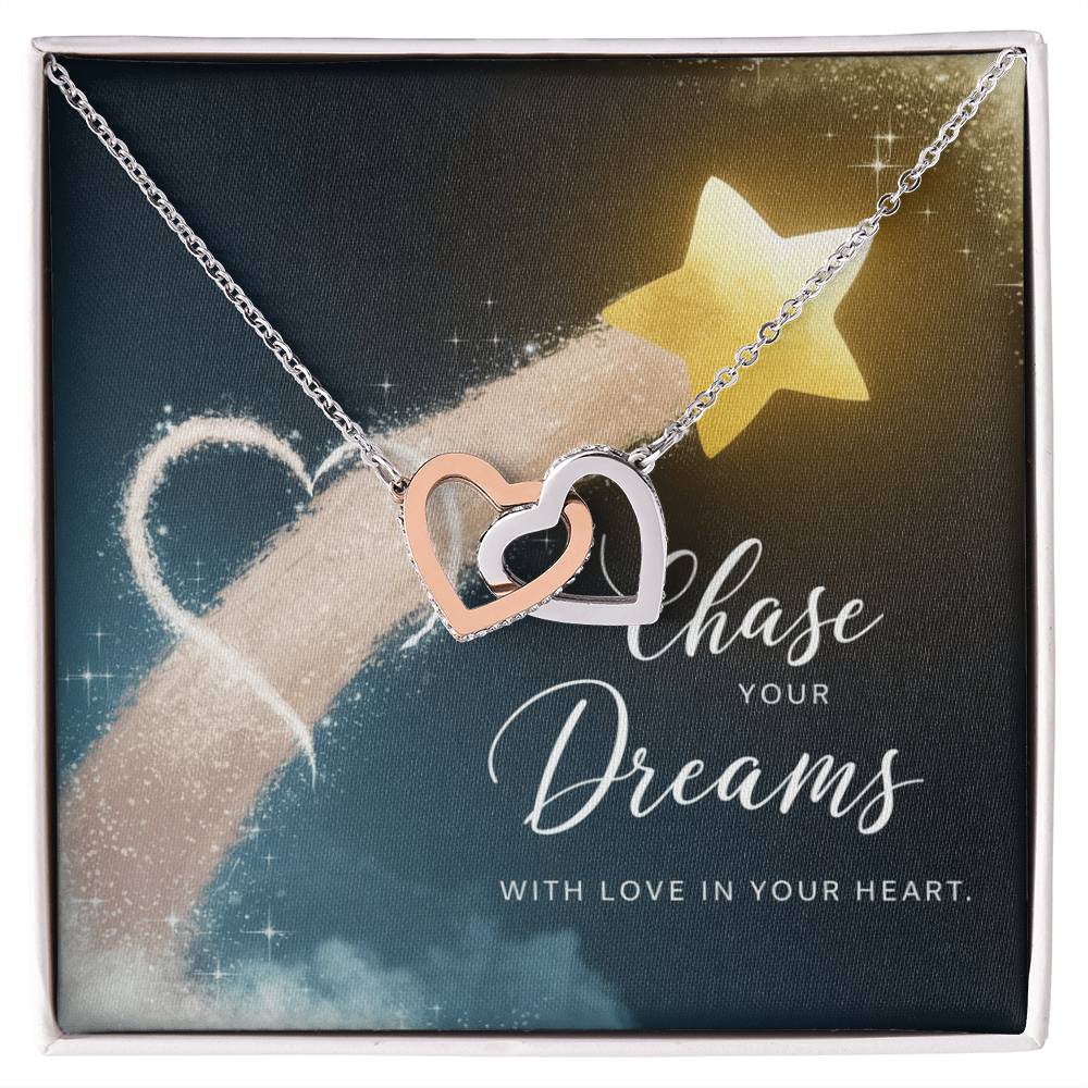 Chase Your Dreams With Love In Your Heart: Interlocking Hearts Necklace - Symbol of Love, Connection, and Self-Care