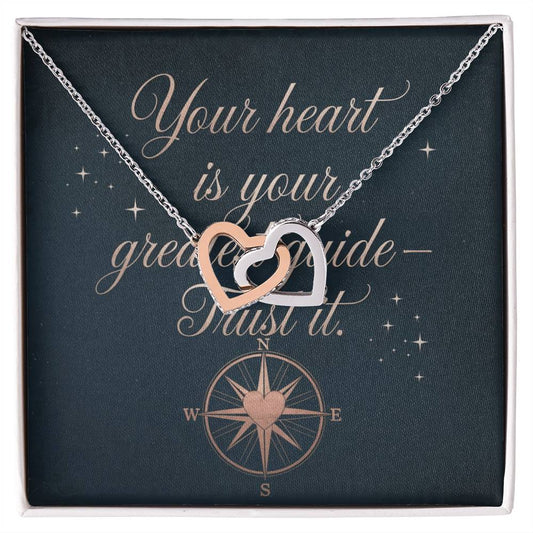 Your Heart Is Your Greatest Guide - Trust It: Interlocking Hearts Necklace - Symbol of Love, Connection, and Self-Care