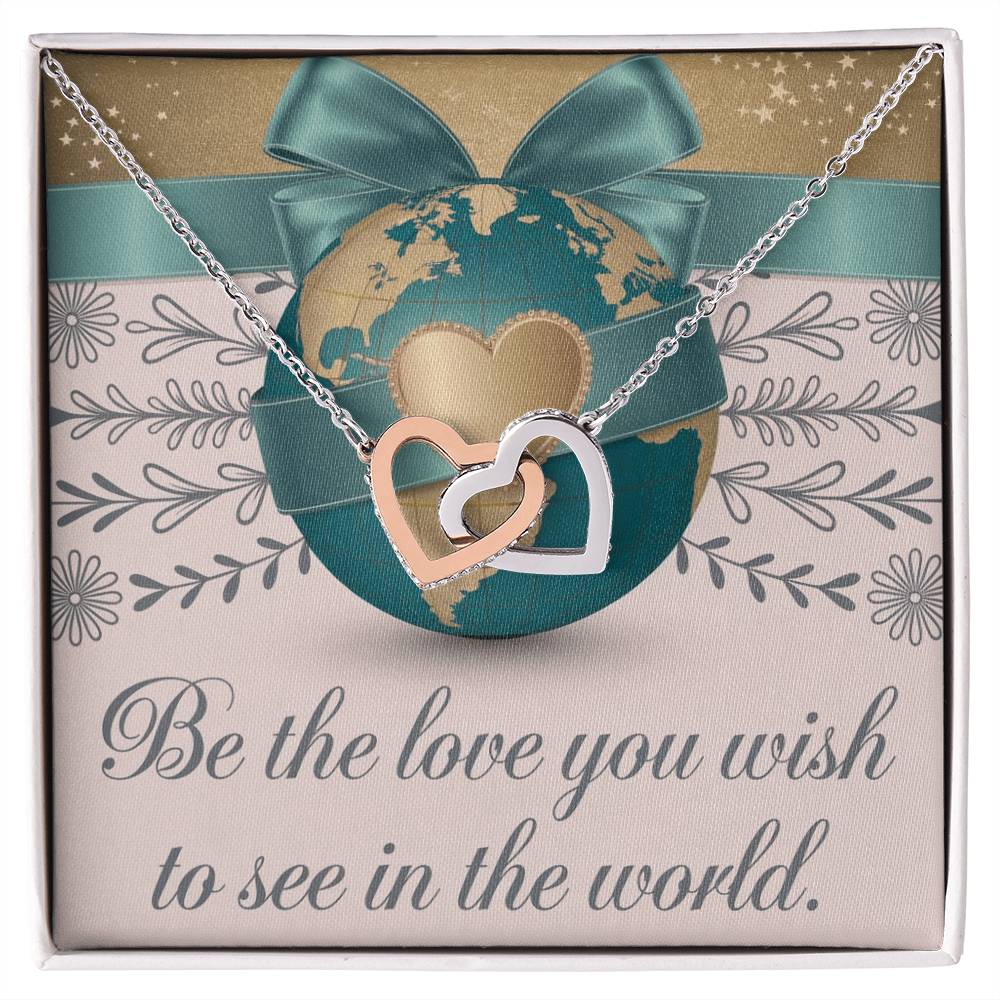 Be The Love You Wish To See In The World: Interlocking Hearts Necklace - Symbol of Love, Connection, and Self-Care