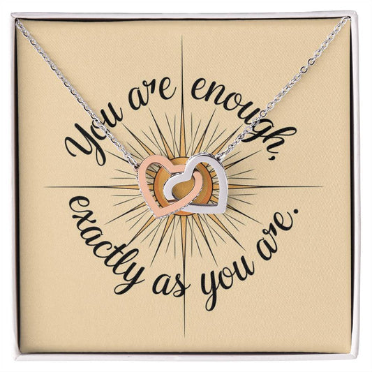 You Are Enough, Exactly As You Are: Interlocking Hearts Necklace - Symbol of Love, Connection, and Self-Care