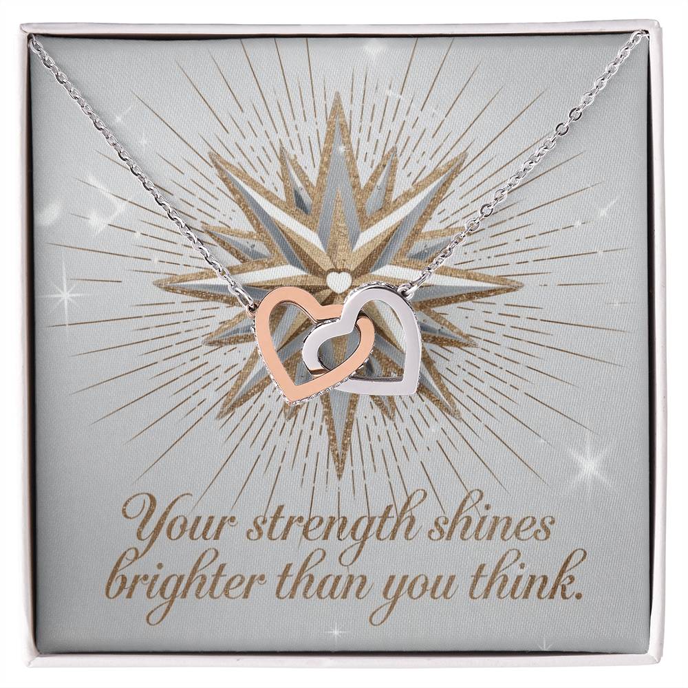 Your Strength Shines Brighter Than You Think: Interlocking Hearts Necklace - Symbol of Love, Connection, and Self-Care