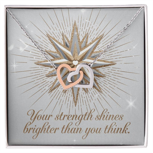 Your Strength Shines Brighter Than You Think: Interlocking Hearts Necklace - Symbol of Love, Connection, and Self-Care