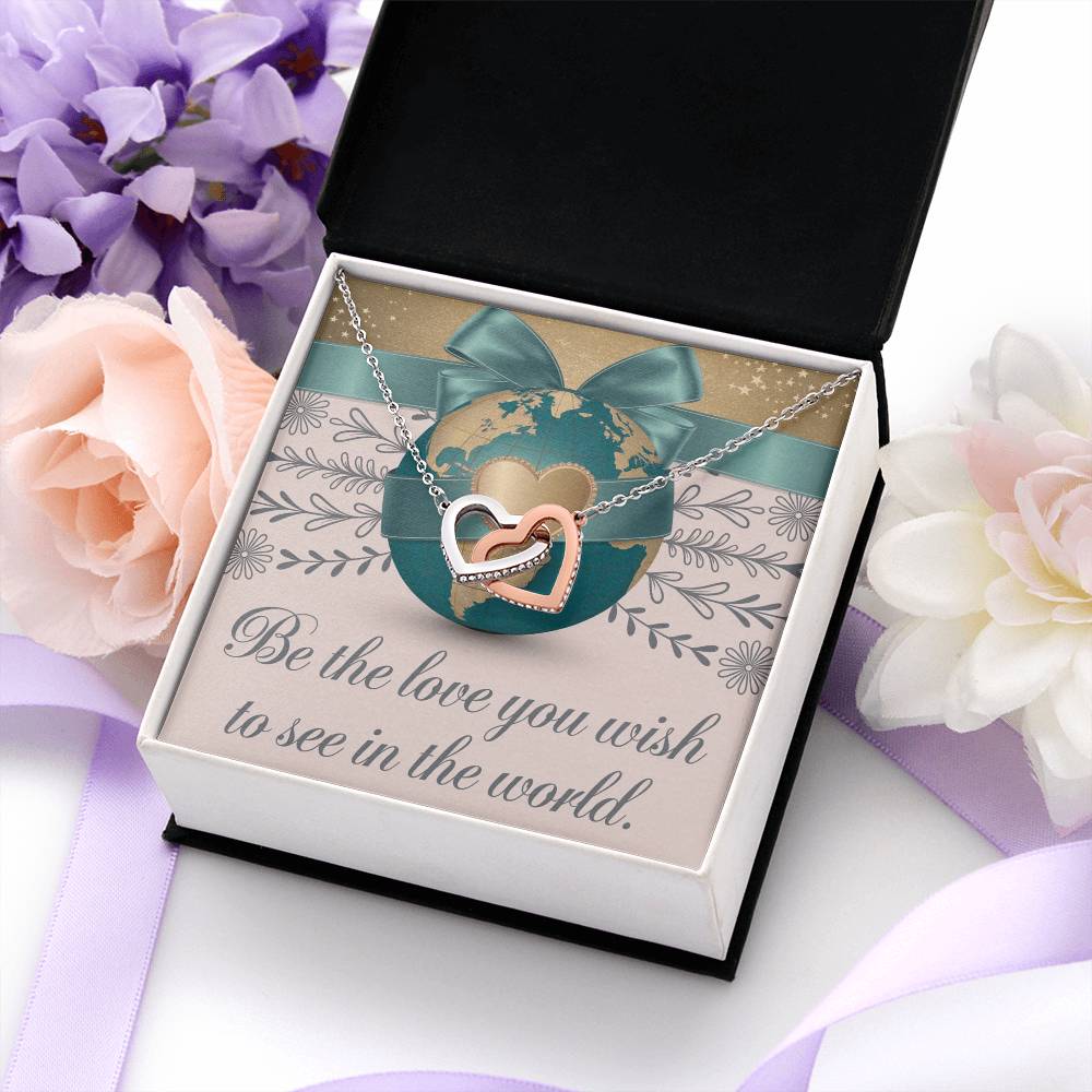 Be The Love You Wish To See In The World: Interlocking Hearts Necklace - Symbol of Love, Connection, and Self-Care