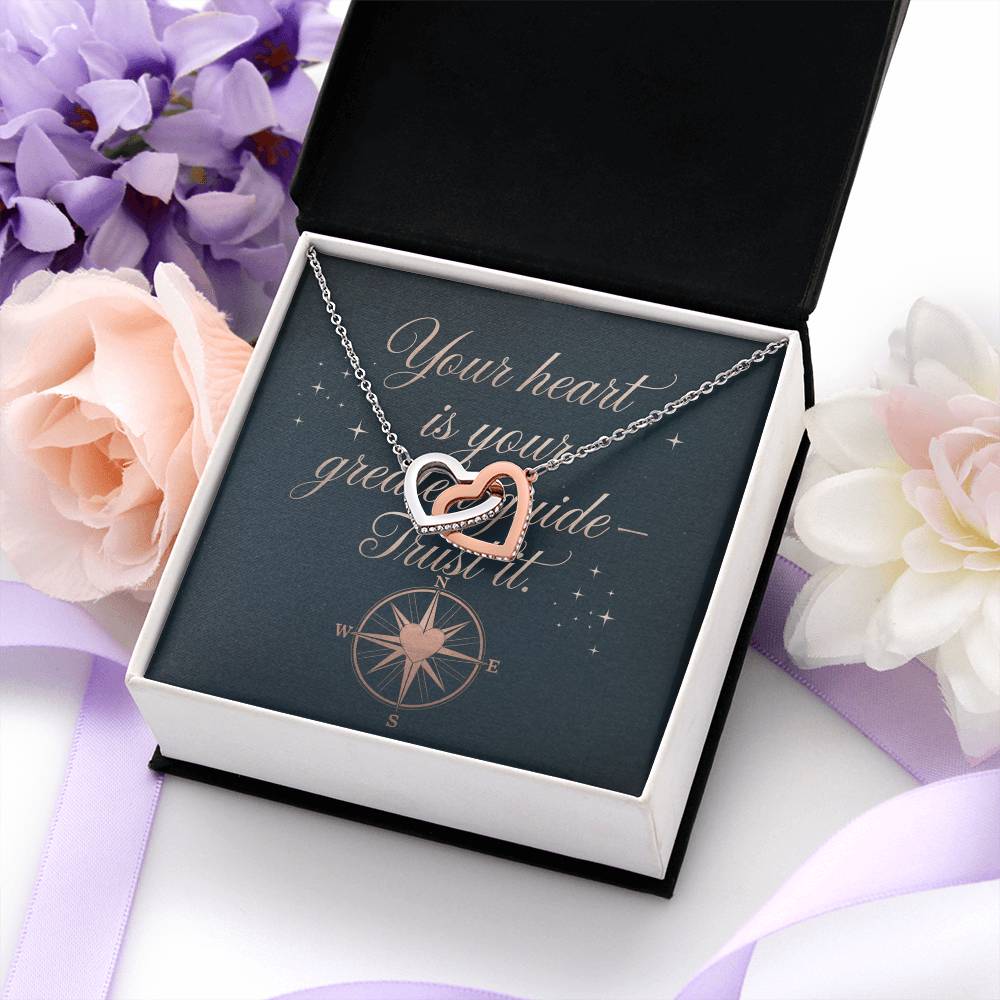 Your Heart Is Your Greatest Guide - Trust It: Interlocking Hearts Necklace - Symbol of Love, Connection, and Self-Care