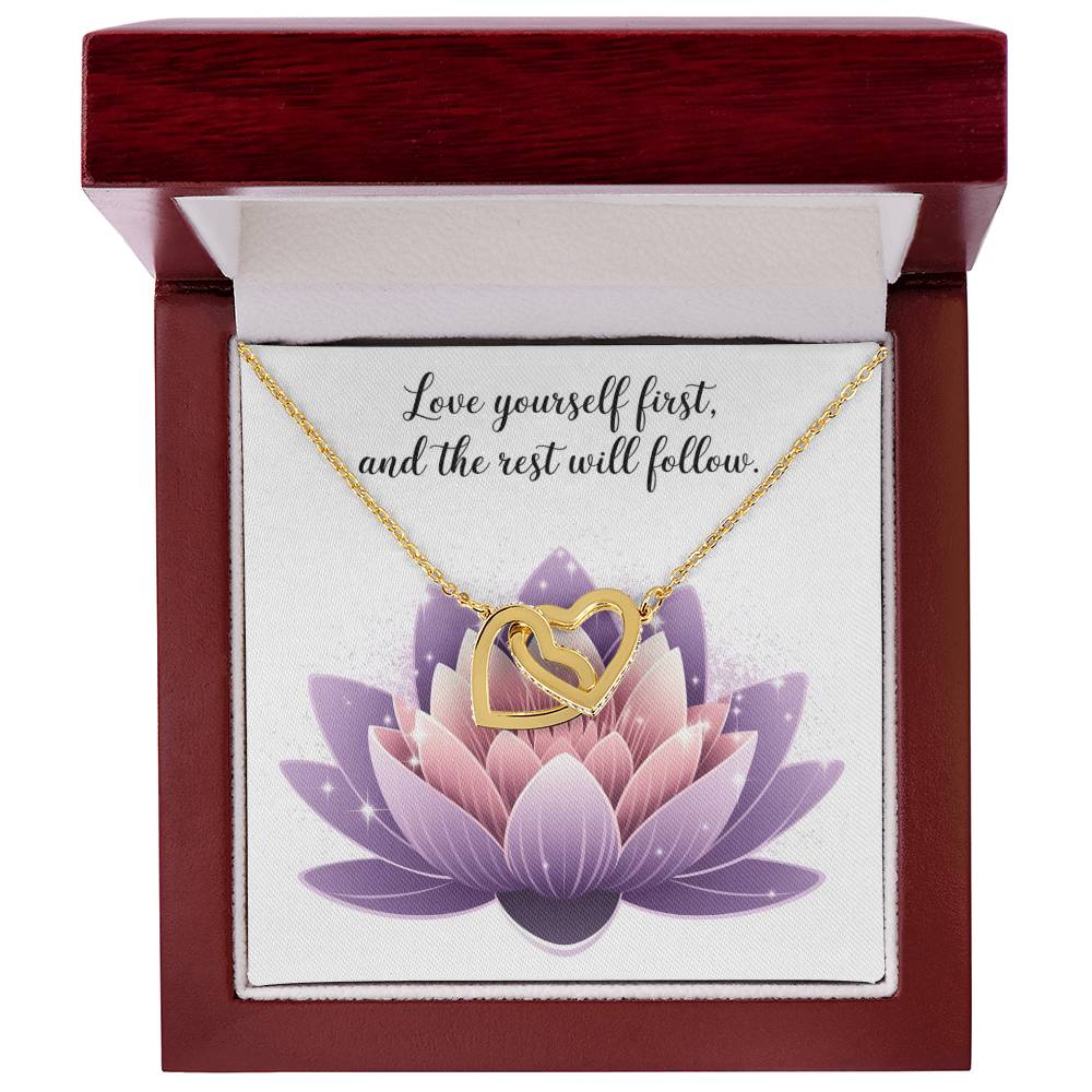 Love Yourself First, And The Rest Will Follow: Interlocking Hearts Necklace - Symbol of Love, Connection, and Self-Care