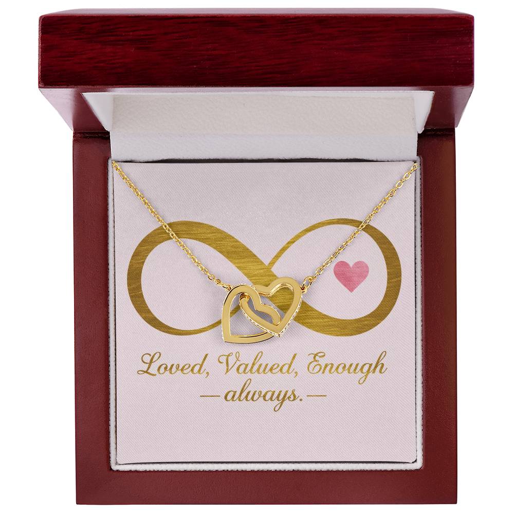 Loved, Valued, Enough - Always-: Interlocking Hearts Necklace - Symbol of Love, Connection, and Self-Care