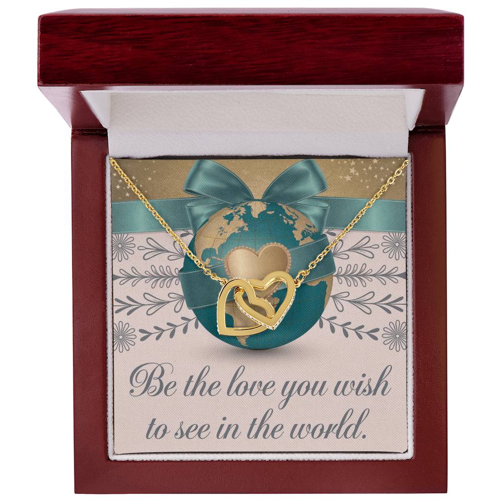 Be The Love You Wish To See In The World: Interlocking Hearts Necklace - Symbol of Love, Connection, and Self-Care